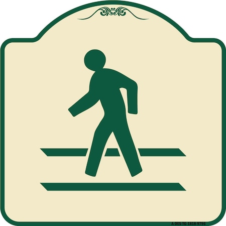 Signmission Designer Series-Pedestrian Crossing, Tan & Green Heavy-Gauge Aluminum, 18" x 18", TG-1818-9796 A-DES-TG-1818-9796